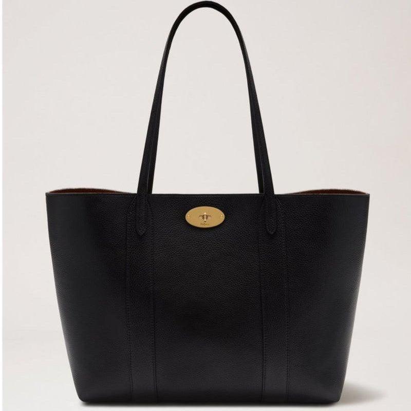 Mulberry Väska Bayswater Tote Classic Grain Black med diskret läderstruktur och guldlås, modell HH4589/205A330