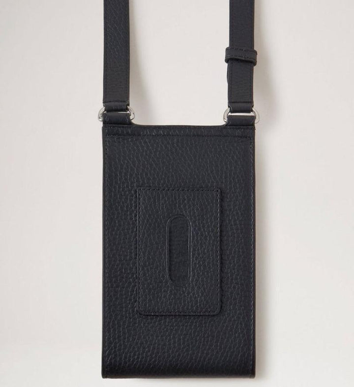 Mulberry Väska Mini Antony Svart visar en liten svart läderväska med justerbar rem och struktur, modell RL6874736A100