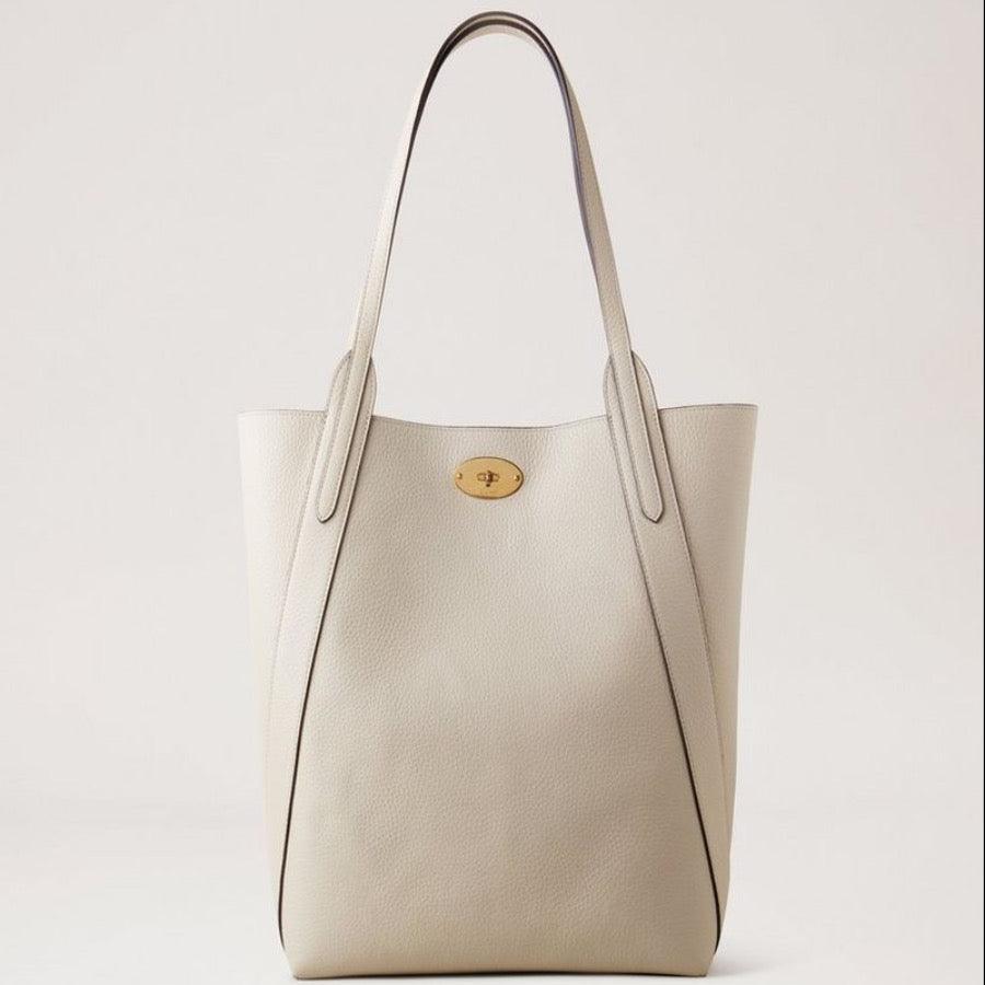 Mulberry Väska North South Bayswater Tygkrita i ljust läder med gulddetalj, modell HH9104/736W160
