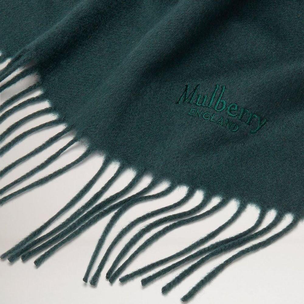 Mulberry Scarf Cashmere Scarf mulberry grön med fransar och broderad logotyp, modell VS4460484Q633