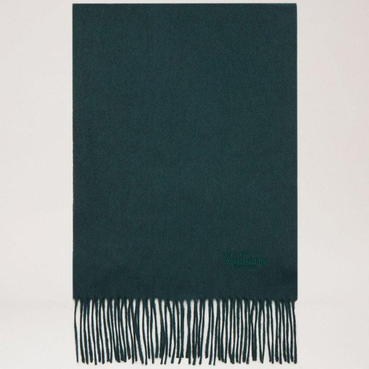 Mulberry Scarf Cashmere Scarf, mörkgrön kashmir med fransar. Modell VS4460484Q633.