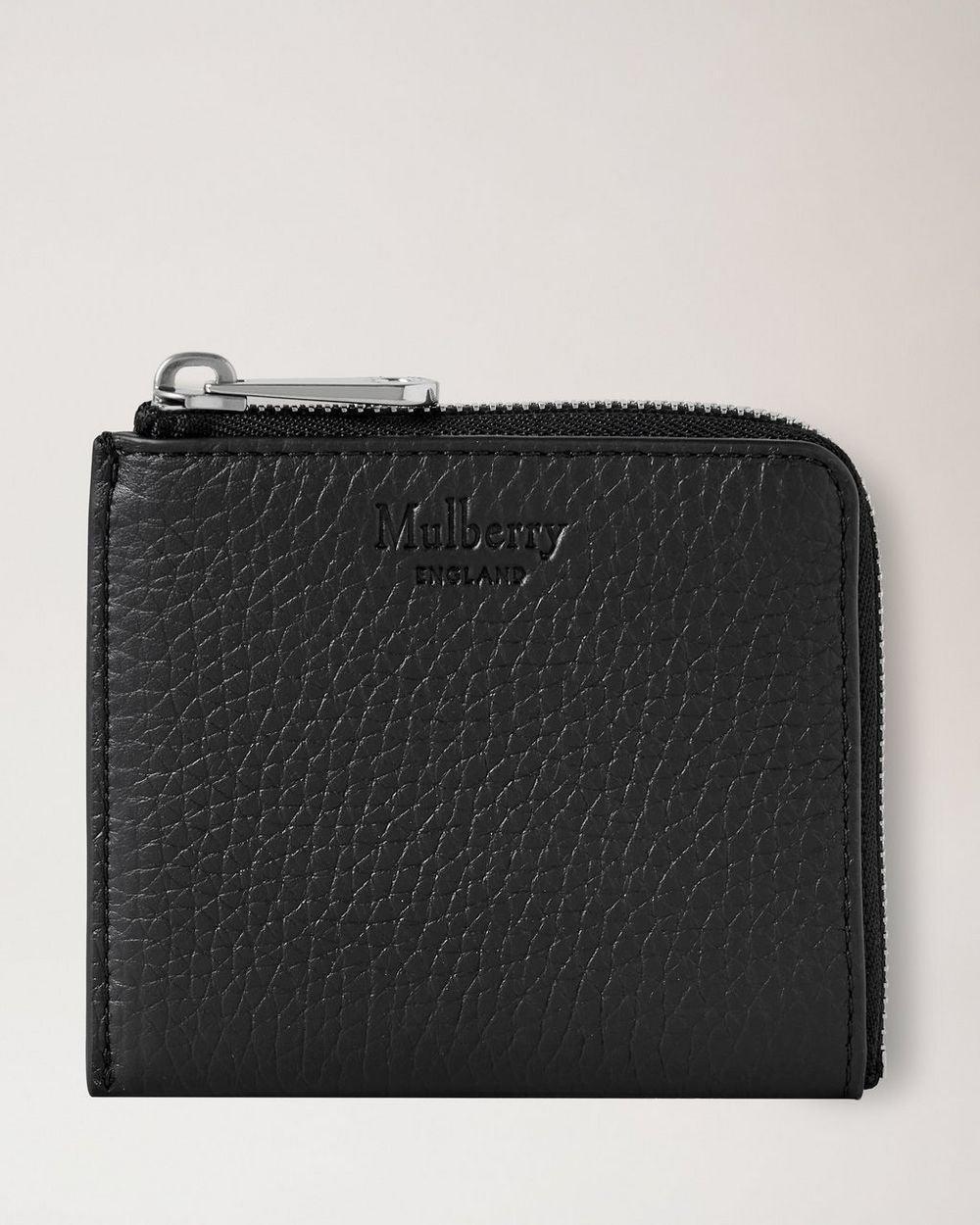Mulberry Plånbok med dragkedja Heavy Grain Black visar svart Plånbok i kraftigt läder med dragkedja, Modell rl6360736a100