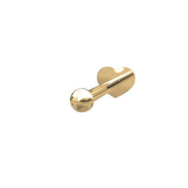 nordahl-14kt-guld-piercing-m-ball visar elegant guldfärgad piercing med kula och hjärta bakstycke. Modell 314000-5-1