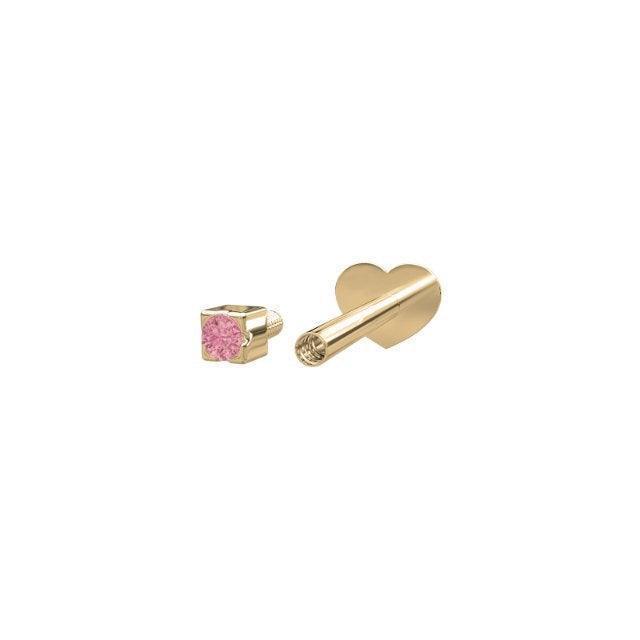 Nordahl 14kt guld piercing rosa topas visar en delikat guldpiercing med rosa sten, Model314013-5-2.