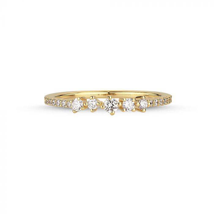 Nuran 14kt Noelle ring med diamanter, elegant guldring med flera blanka diamanter. Modell a3056-021-001