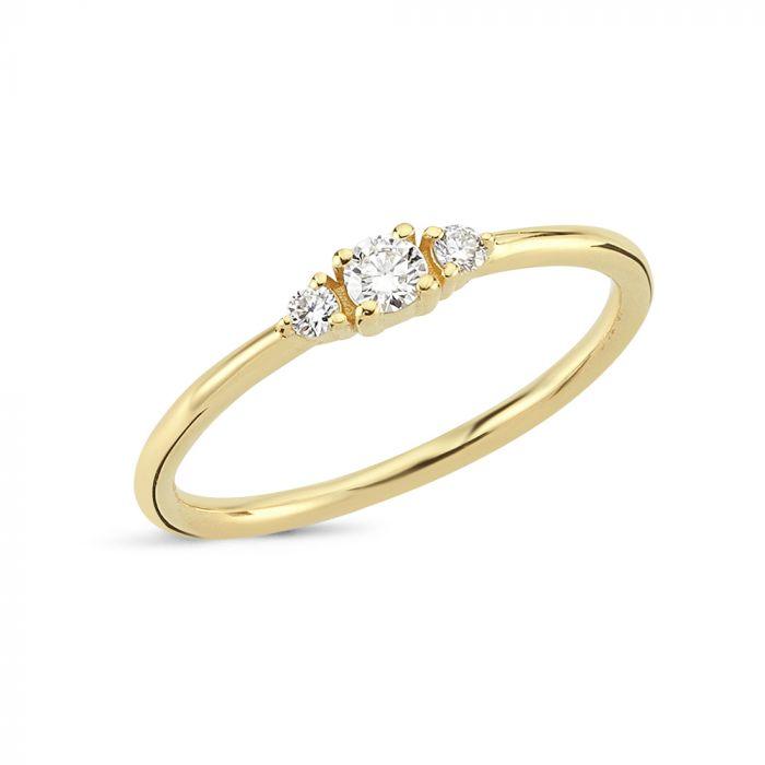 Nuran 14kt Petit Ring med diamanter, elegant guldring med tre små diamanter. Modell R1110-R1110-015-001