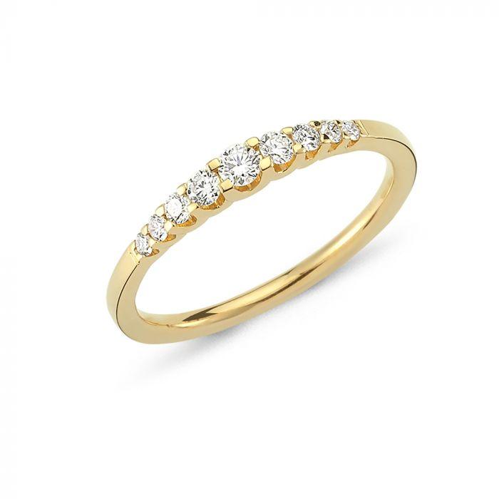 Nuran Empire Ring with Diamonds visar en elegant guldring med sju klara diamanter, modell a3010-024-001