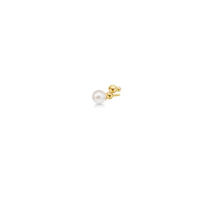 Polar Jewelry Bubble Gold Plated Studs visar en enda karg dubb med vit pärla, Modelbub-st-l-gd-wp-00140-1.