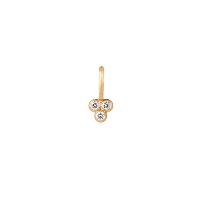 RO Copenhagen 18kt Orbit Dot Diamond Pendel i matt guld med tre diamanter, modell 96715-1.
