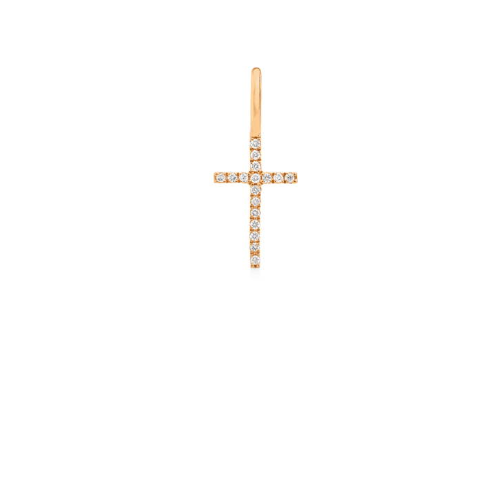 ro copenhagen 18kt Rock Classic Cross Diamond Pendant visar ett elegant korshänge i guld med diamanter, modell 105692-1