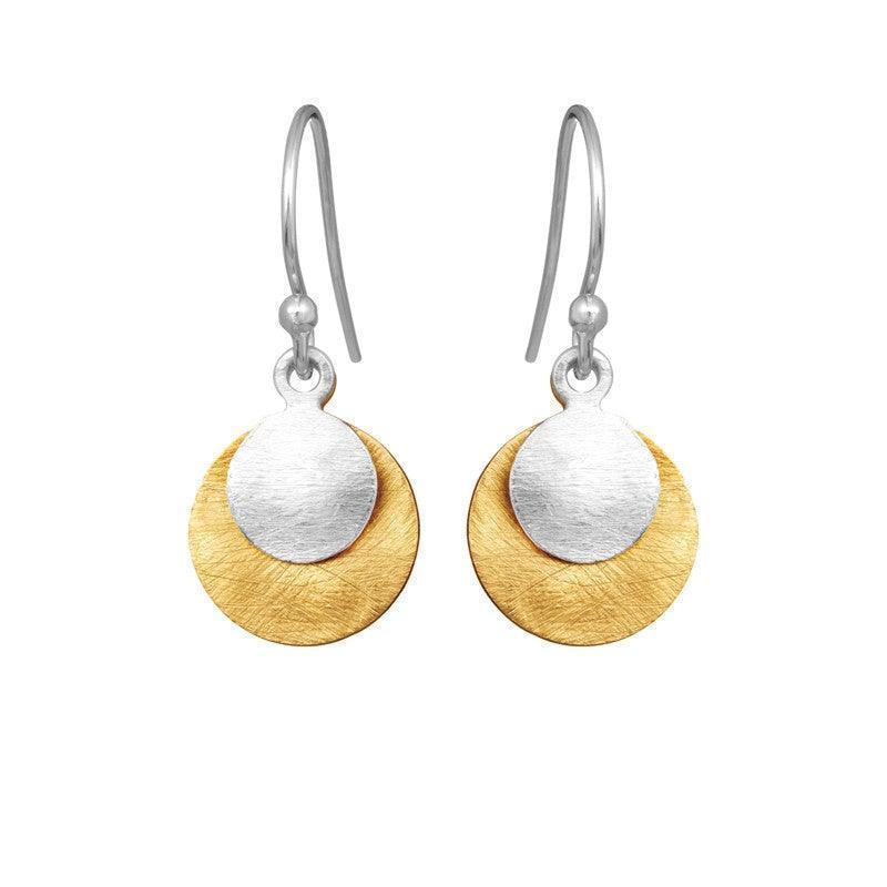 Susanne Friis Bjørner Örhängen med Monier Mix med runda hängen i silver och guldpläterad look, modell 5181-1-1