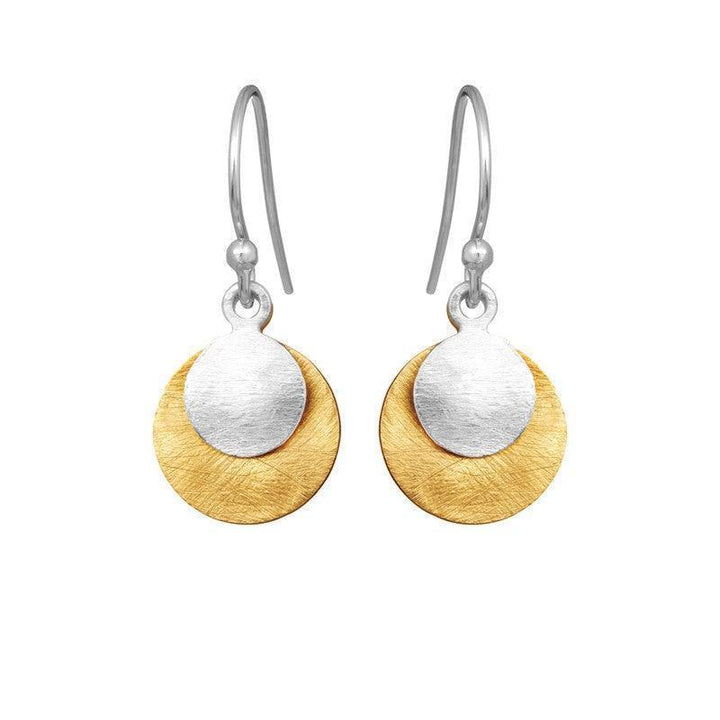 Susanne Friis Bjørner Örhängen med Monier Mix med runda hängen i silver och guldpläterad look, modell 5181-1-1